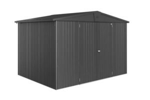 Casetta da giardino BIOHORT Europa 5 in acciaio antracite con porta doppio battente, superficie interna 6.52 m² e spessore parete 0.5 mm