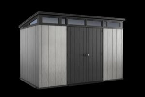 Casetta da giardino KETER Artisan in polipropilene grigio con porta doppio battente, superficie interna 6.57 m² e spessore parete 20 mm